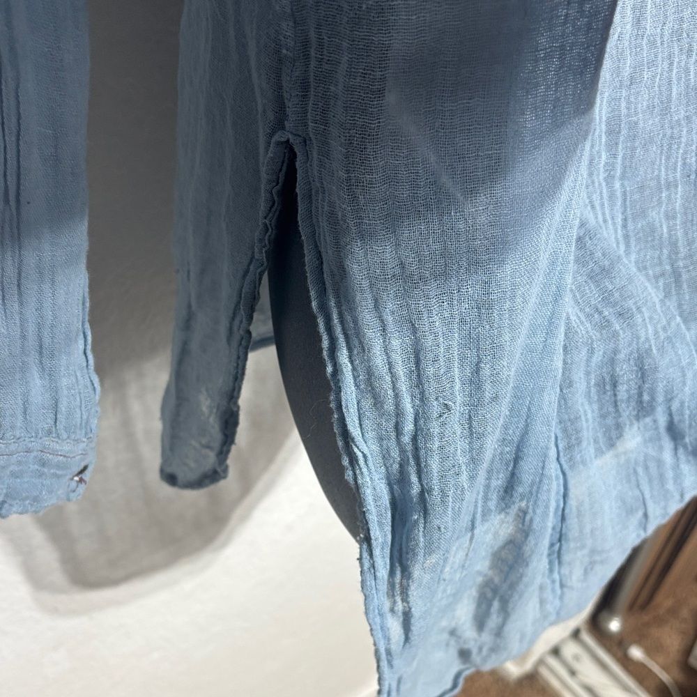 Free people one women’s xs talk to me long sleeve popover gauze tunic shirt blue - Picture 6 of 6